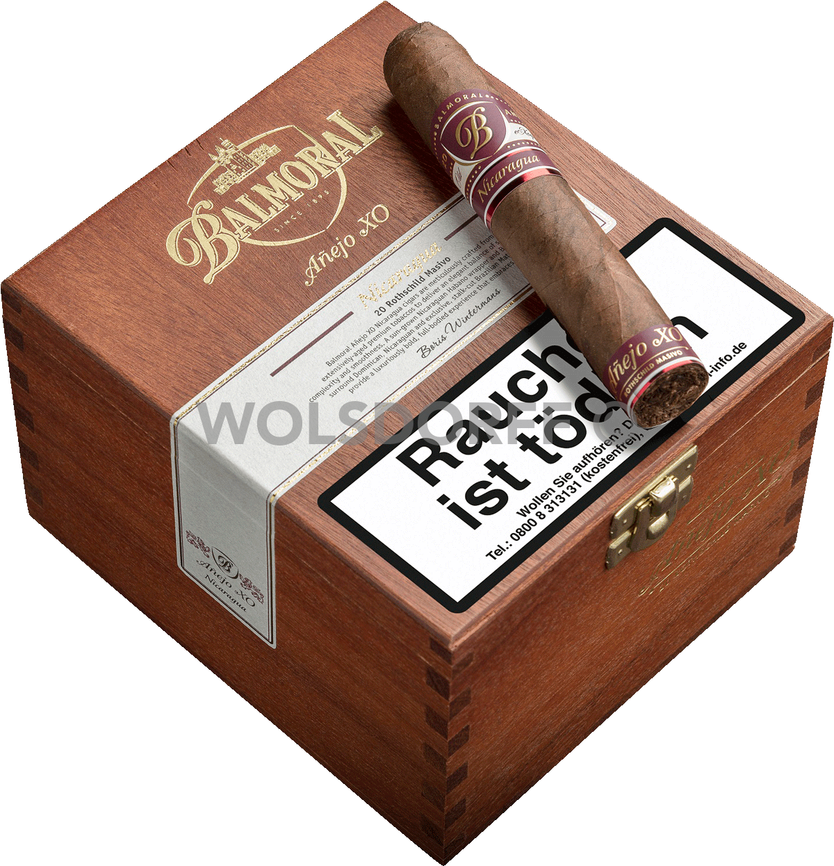 Balmoral Añejo XO Nicaragua - Kiste geschlossen + Zigarre