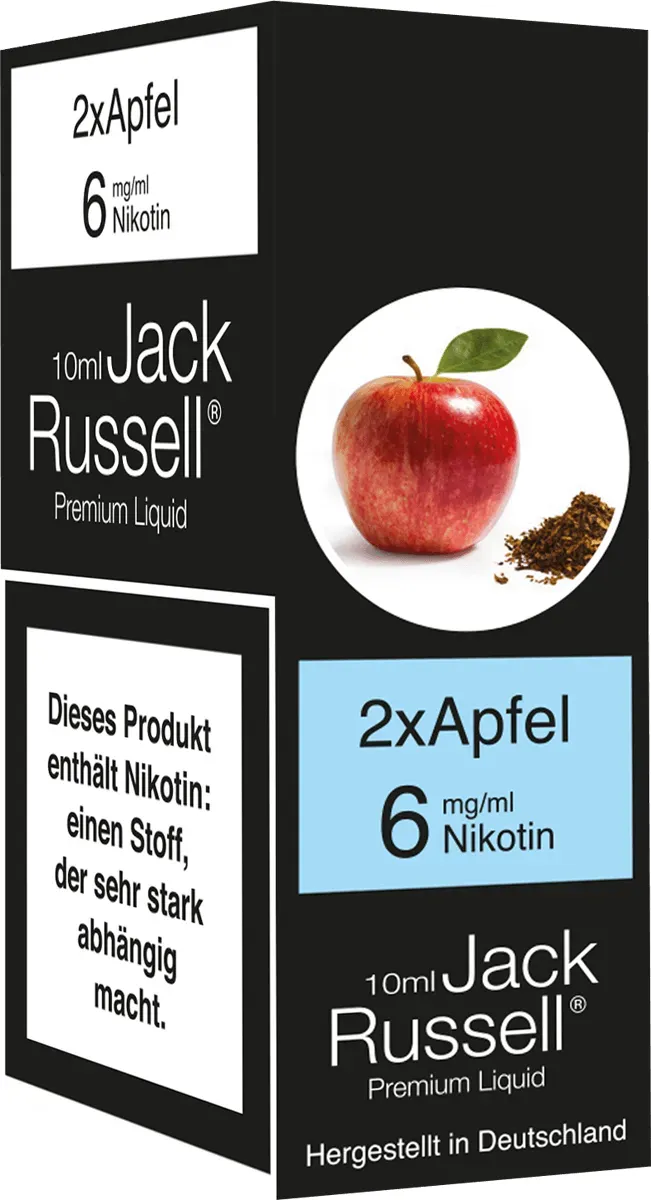 Jack Russell Liquid 2 x Apfel 6 mg Verpackung