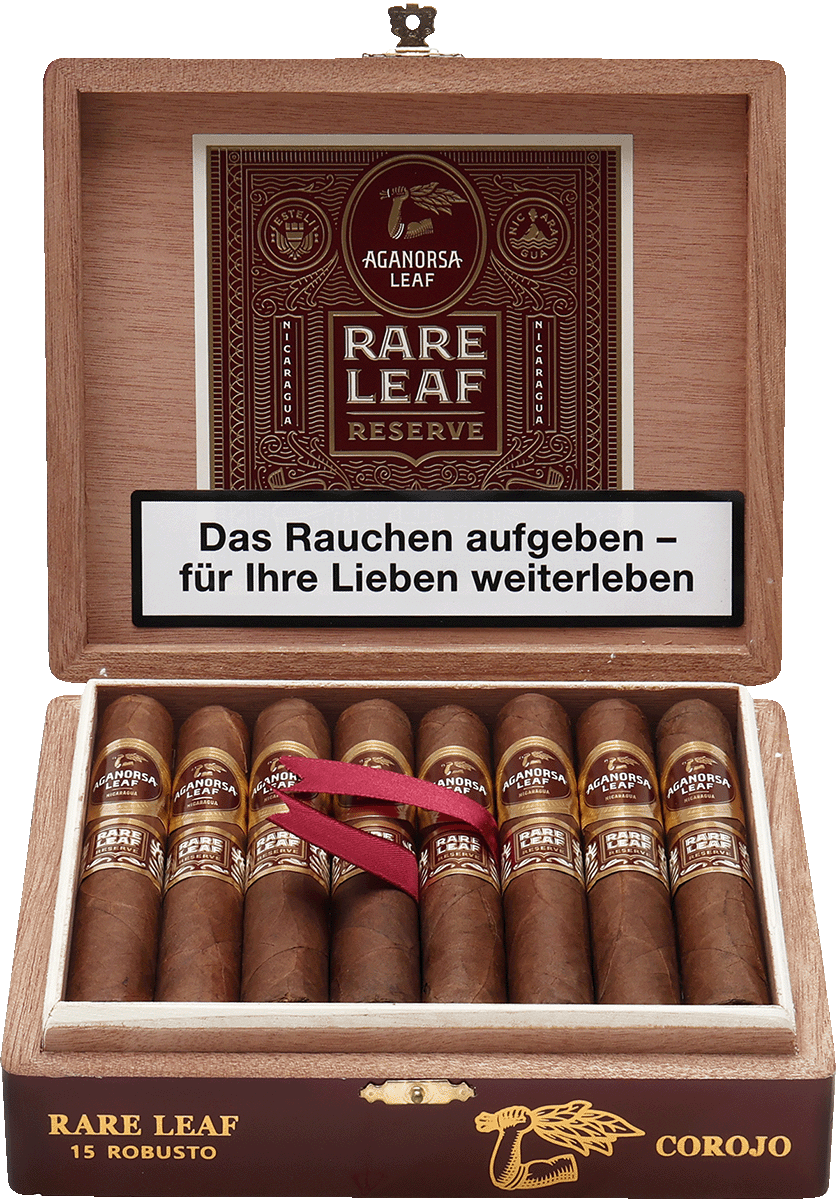 Aganorsa Leaf Rare Leaf Corojo - Kiste vorne geöffnet