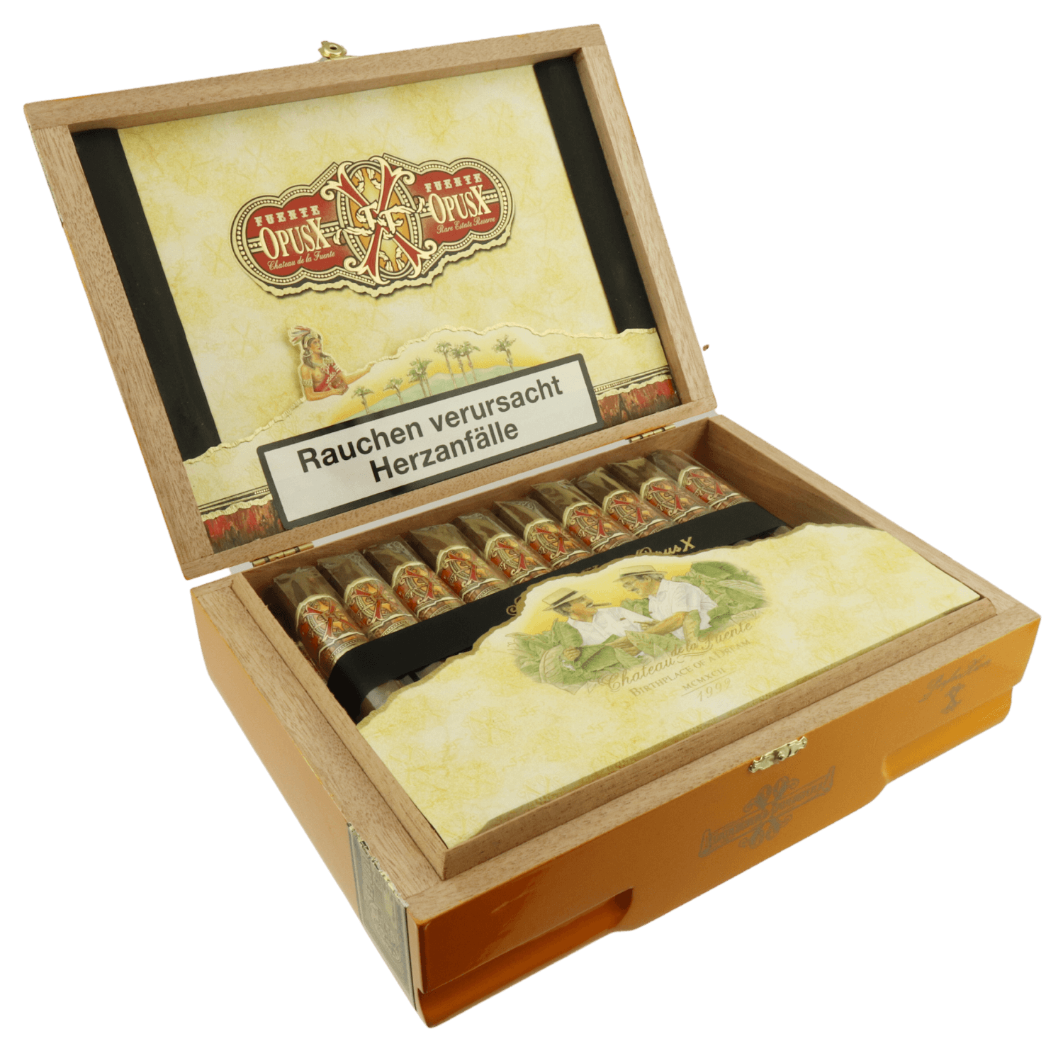 Arturo Fuente Opus X - Kiste seitlich geöffnet