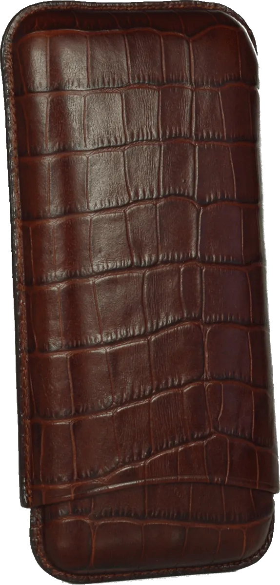 Martin Wess Zigarrenetui Kroko braun frontal